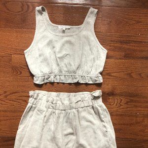 Linen blend lounge set - shorts and top
